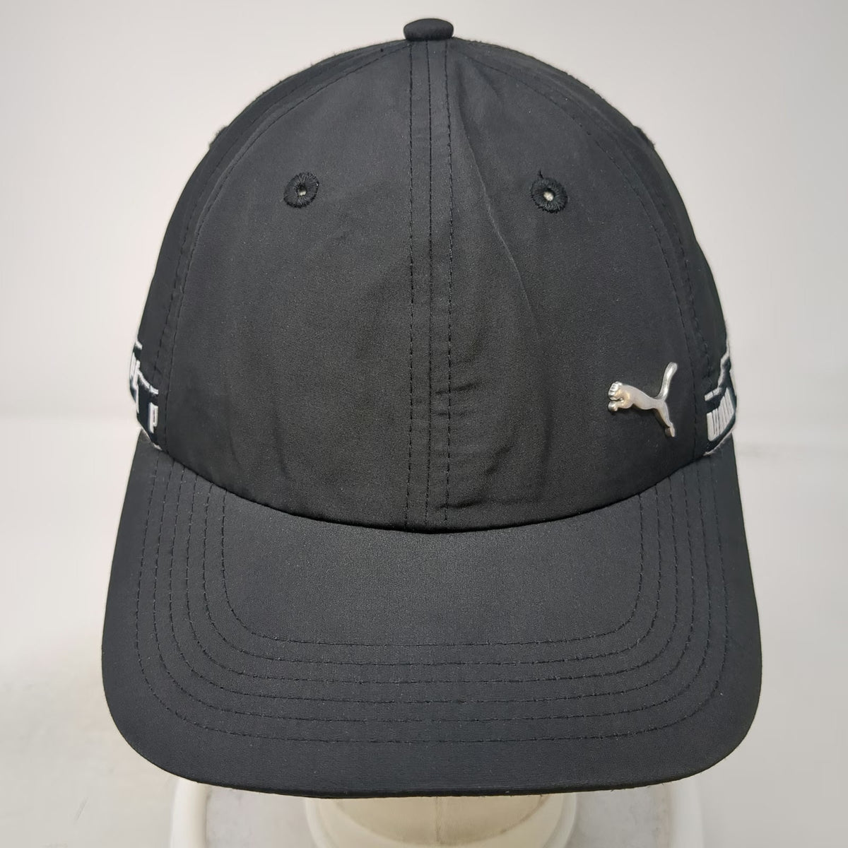 Puma Baseball Cap Black One Size Cat Logo Script Band Slideback Performance Hat