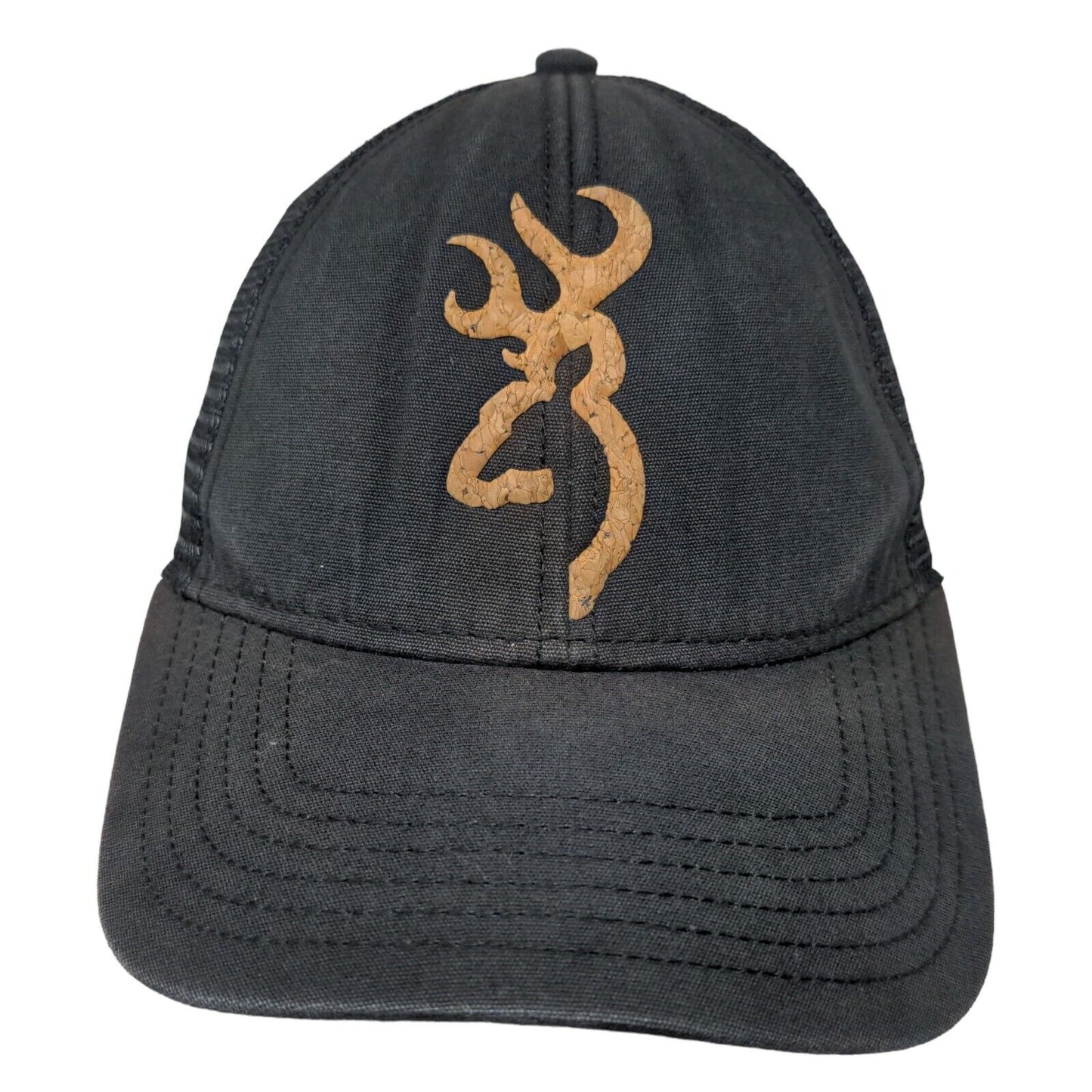 Browning Snapback Trucker Hat Black OSFA Adjustable Breathable Mesh Back