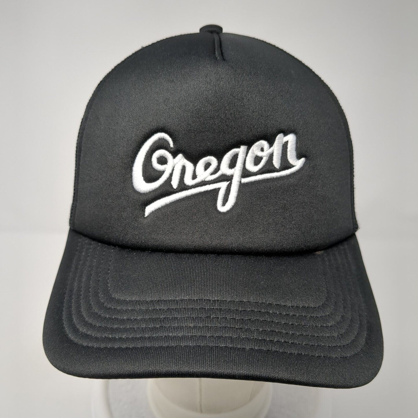 Oregon Snapback Frame Trucker Hat Black One Size Mesh Back AS Colour