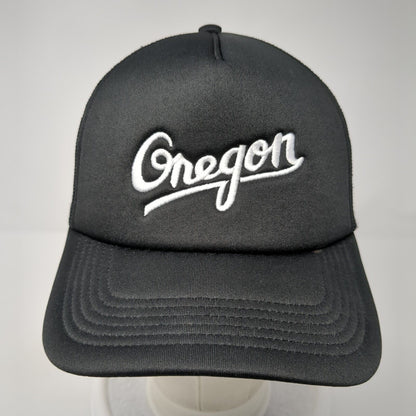 Oregon Snapback Frame Trucker Hat Black One Size Mesh Back AS Colour