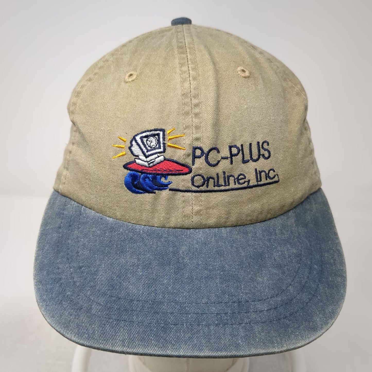 Adams Baseball Cap Beige One Size PC-PLUS OnLine Computer Logo Slideback Hat
