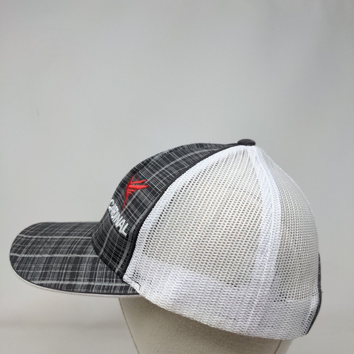 Red Cardinal Snapback Mesh Back Trucker Hat Gray OSFM Embroidered Plaid