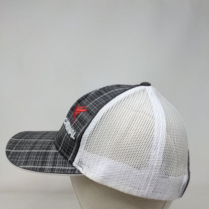 Red Cardinal Snapback Mesh Back Trucker Hat Gray OSFM Embroidered Plaid