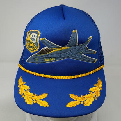 NCC Blue Angels US Navy Air Show Blue Trucker Hat One Size Scrambled Eggs Rope