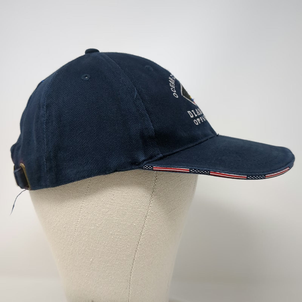 Blue Baseball Cap One Size Diamond Offshore Ocean Confidence Oil Rig Flag Hat