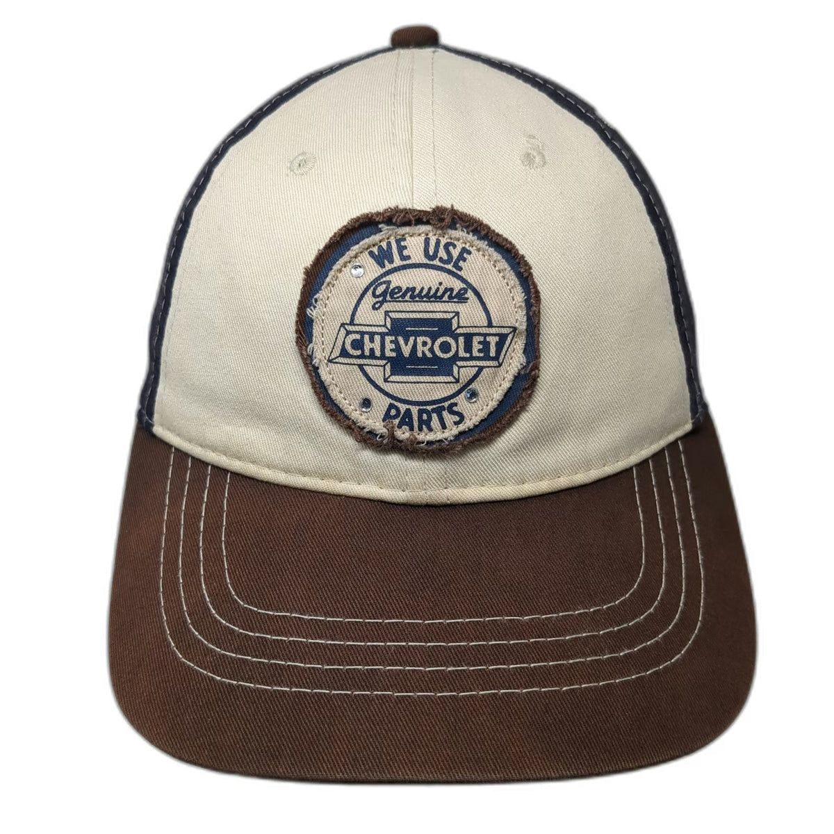Infinity Headwear Baseball Cap Blue Beige Brown OSFM Chevrolet Parts Logo Hat