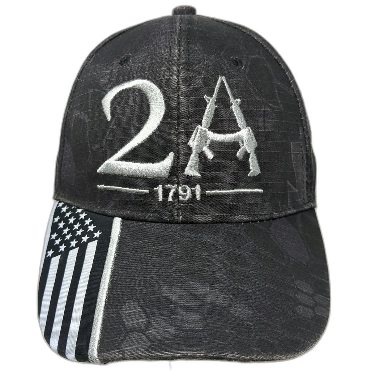 Baseball Cap Black Gray White One Size 2nd Amendment 1791 American Flag Camo Hat