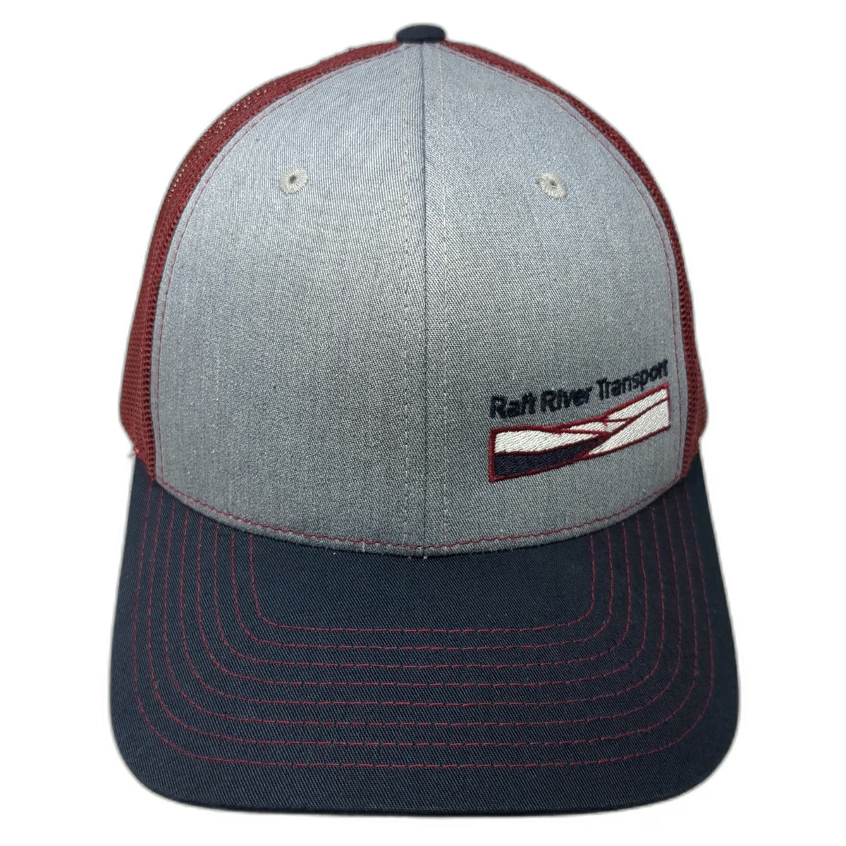 Richardson Trucker Hat Gray Blue Red One Size Raft River Transport Mesh Snapback