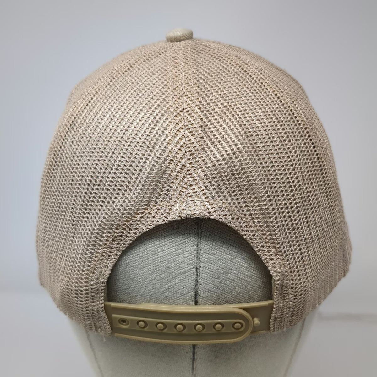 Whiskey Bent Trucker Hat Beige One Size Snapback Rope Brownsboro TX Logo Mesh