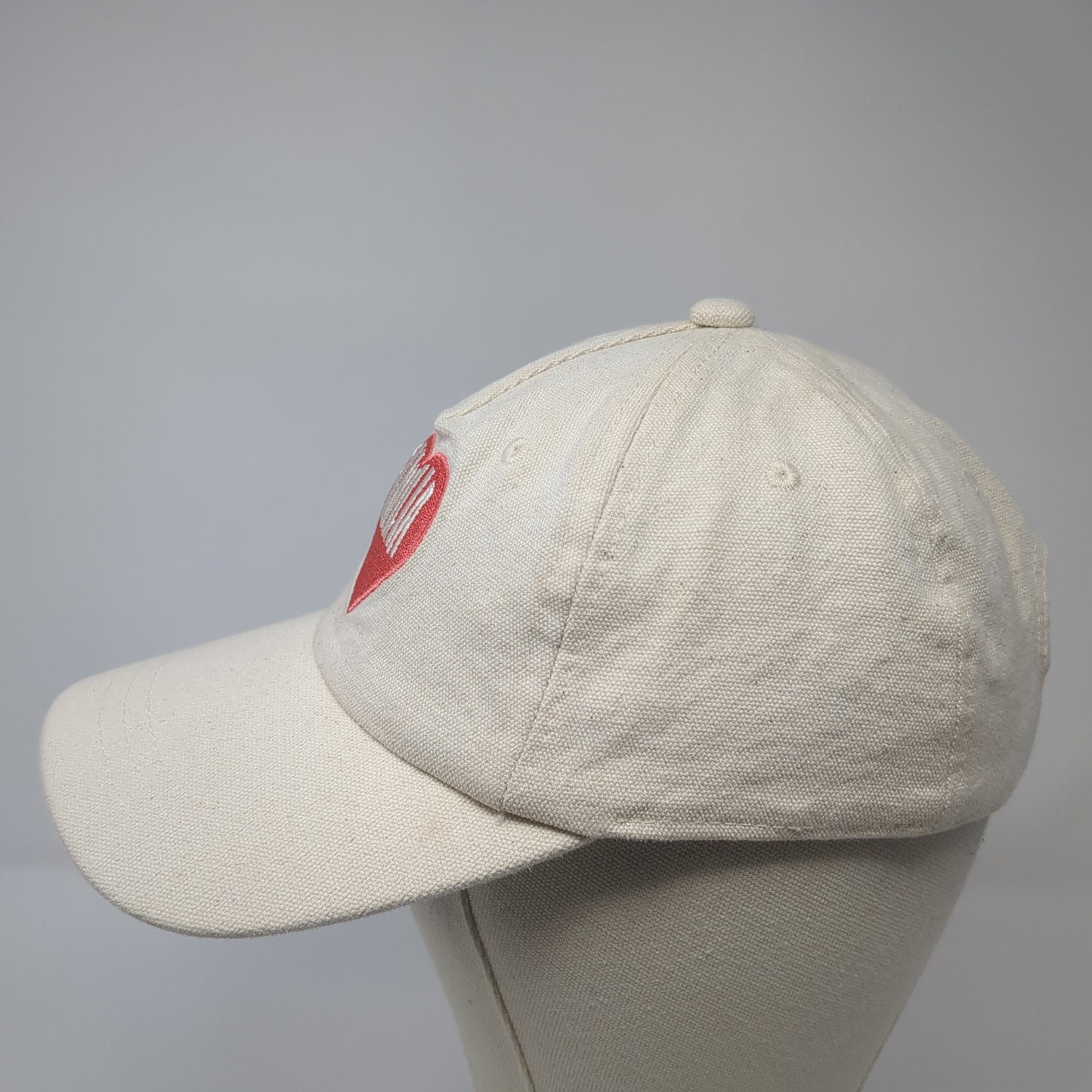 Familia Heart Slideback Hat Beige One Size Adjustable Leather Strap