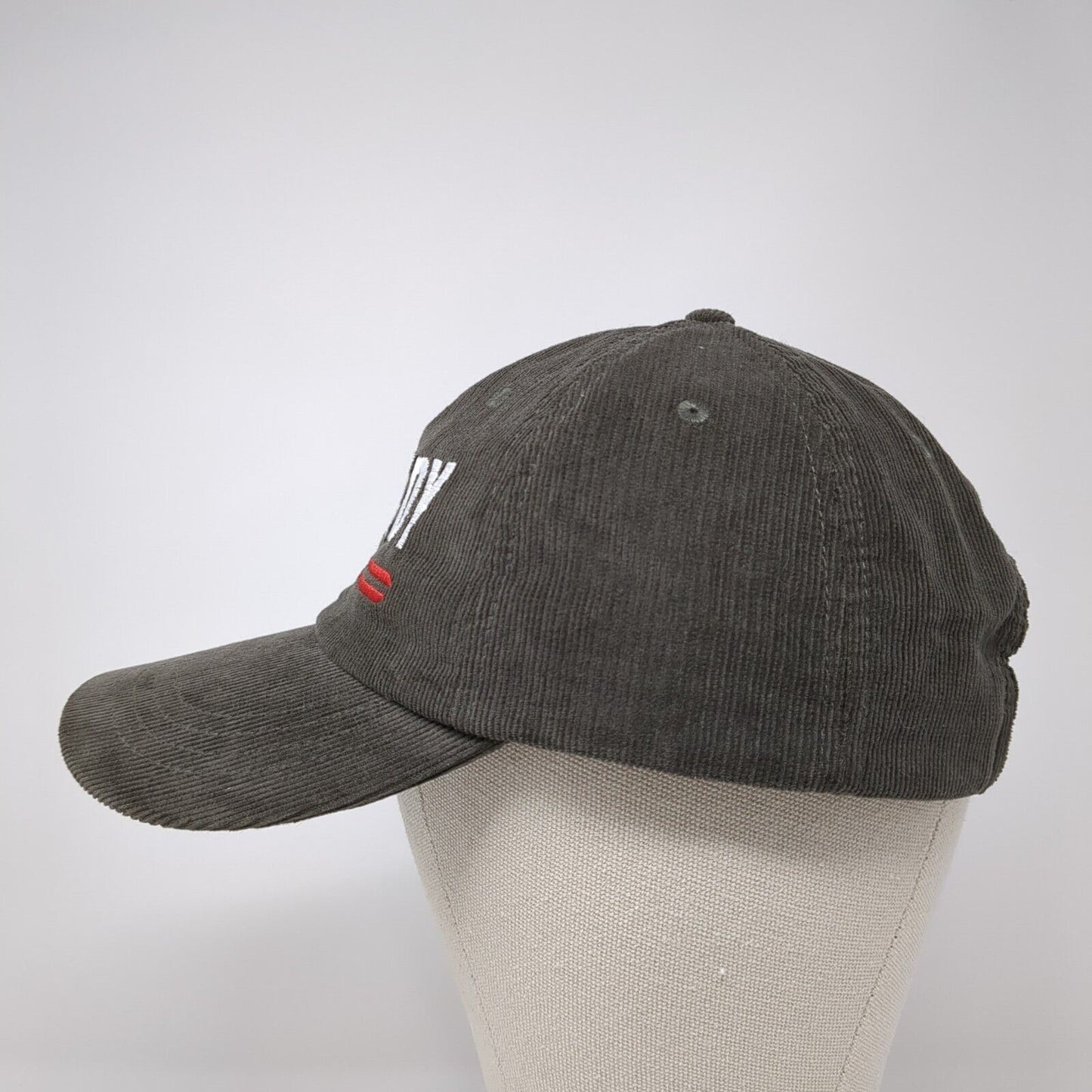 Kennedy 24 Slideback Hat Gray OSFA Adjustable Embroidered Corduroy Cotton
