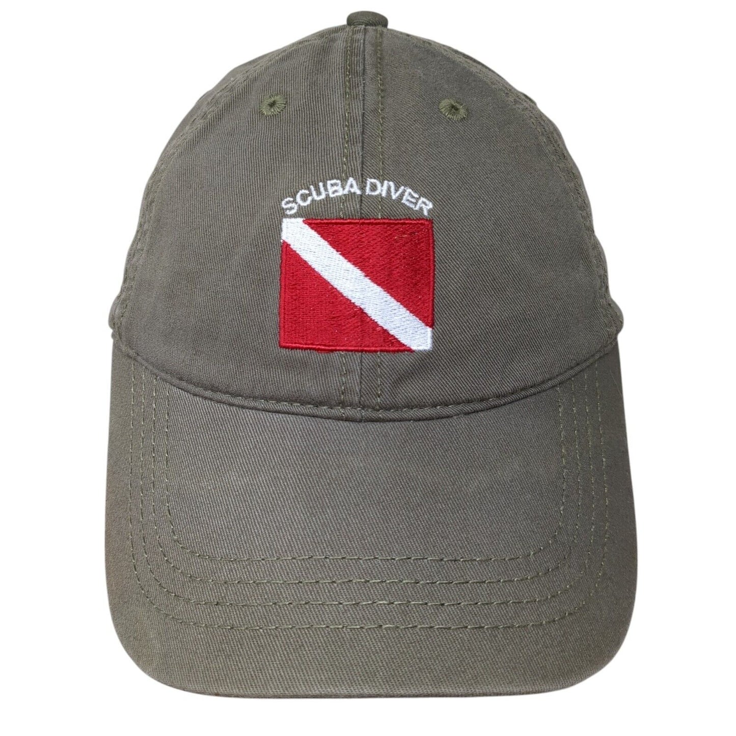 Scuba Diver Slideback Golf Hat Green One Size Adjustable Cap America