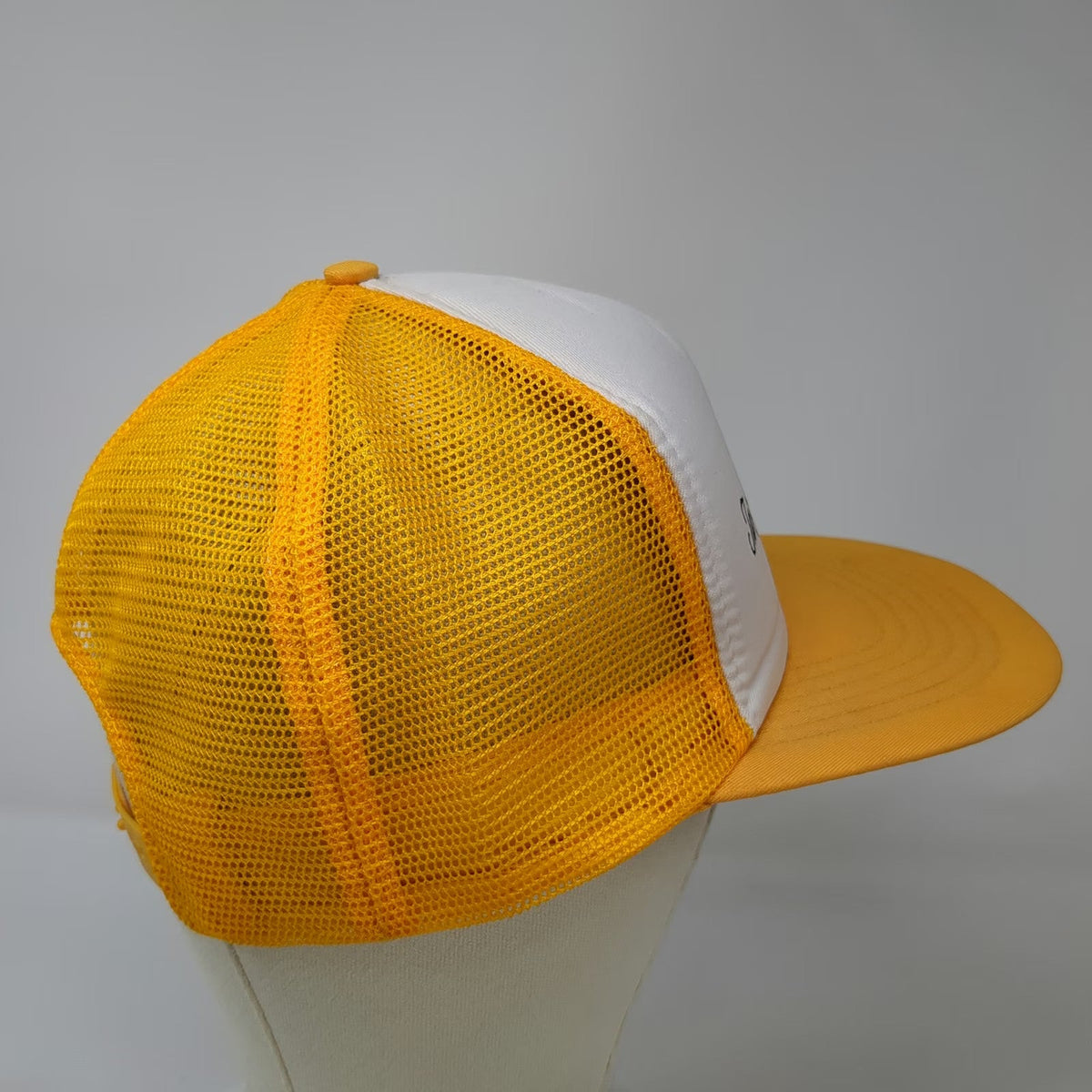 Marsco Trucker Hat Yellow OSFM Tarpon Springs Fla Script Mesh Snapback Florida