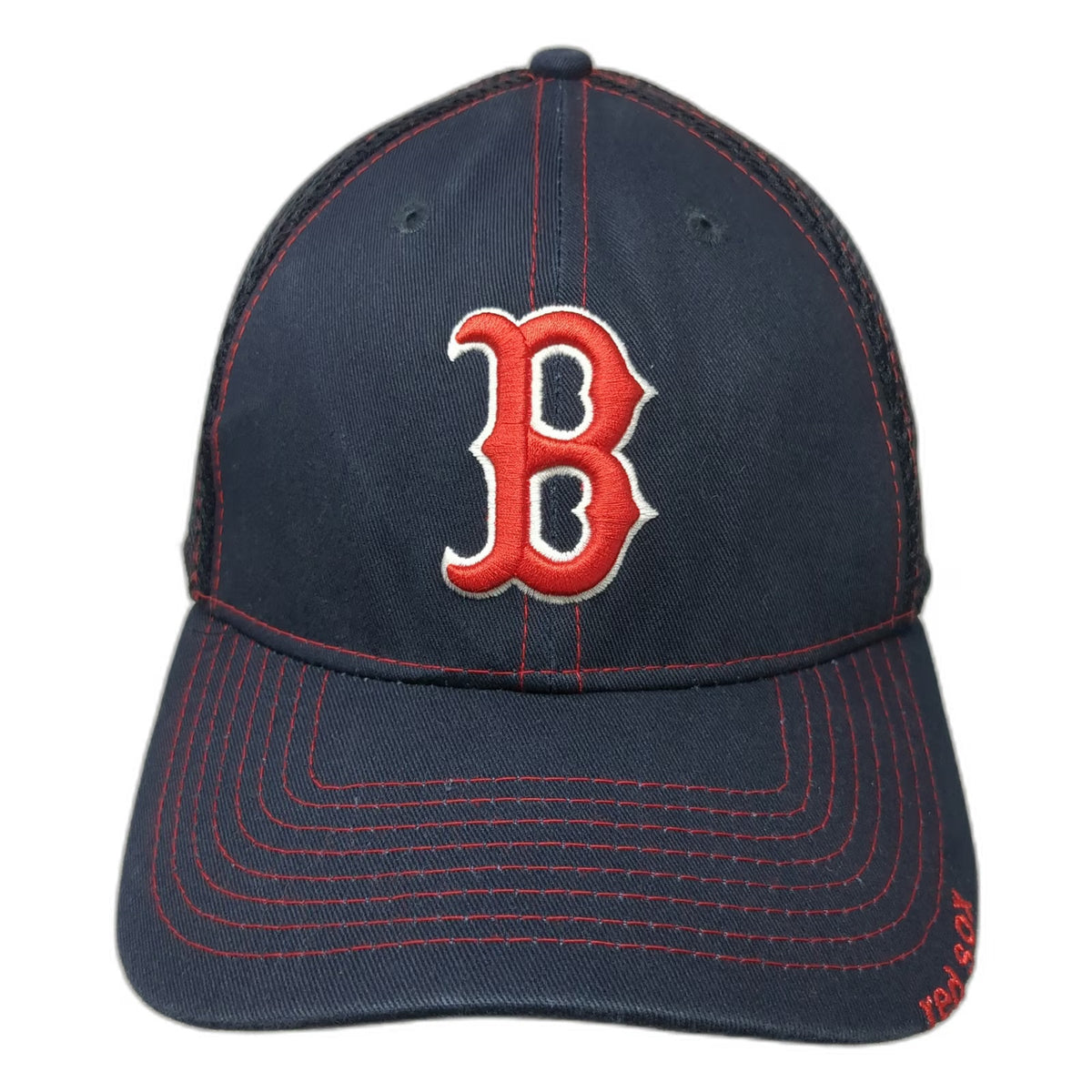 New Era Boston Red Sox MLB Blue Baseball Cap L Mesh Back Stretch Fit Curved Brim