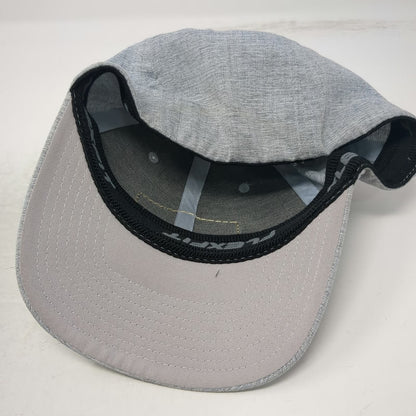 Yupoong Flexfit Baseball Cap Gray XL Leather Patch Heathered Stretch Hat