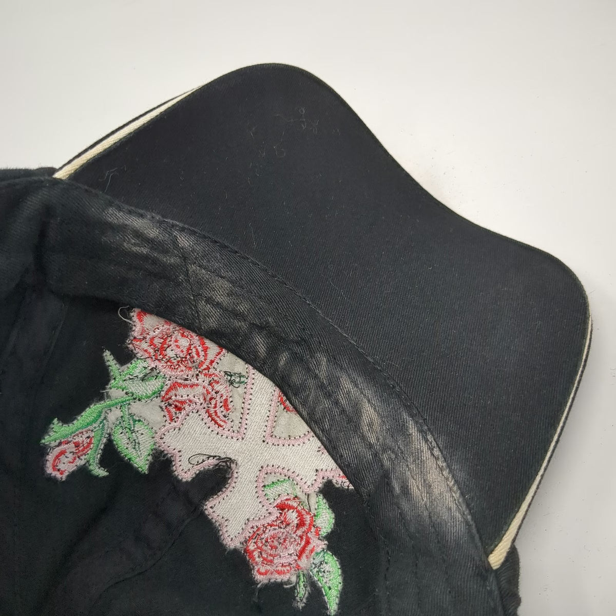 M&F Western Products Black Baseball Cap One Size Cross Rose Rhinestone Studs Hat