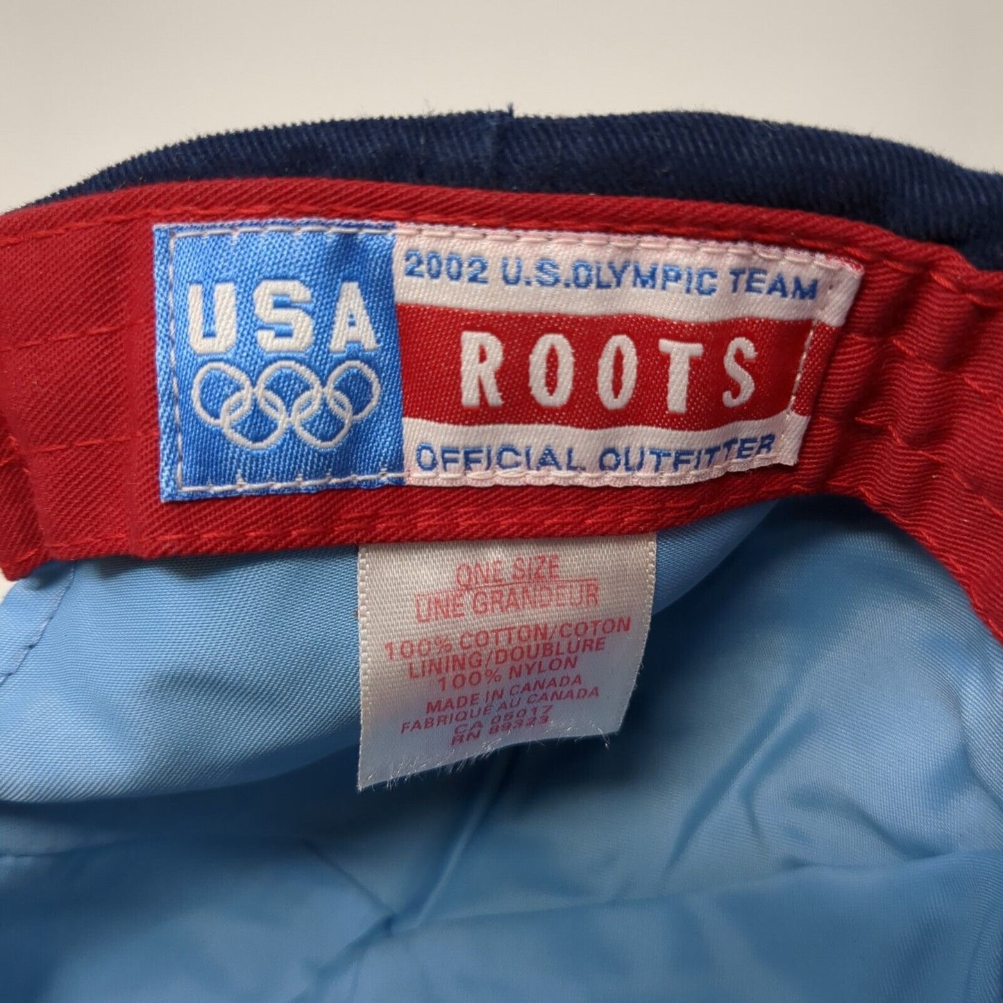 USA Roots 2002 Winter Olympic Games Strapback Hat Blue One Size Lined