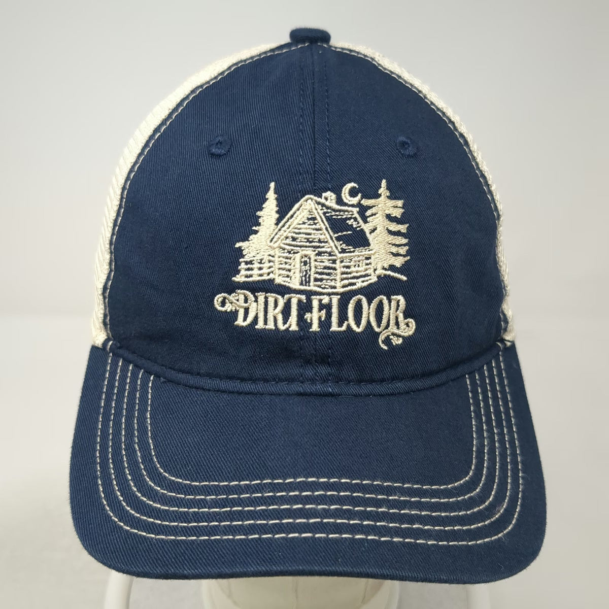 District Trucker Hat Blue One Size Snapback Mesh Cabin Dirt Floor Embroidered
