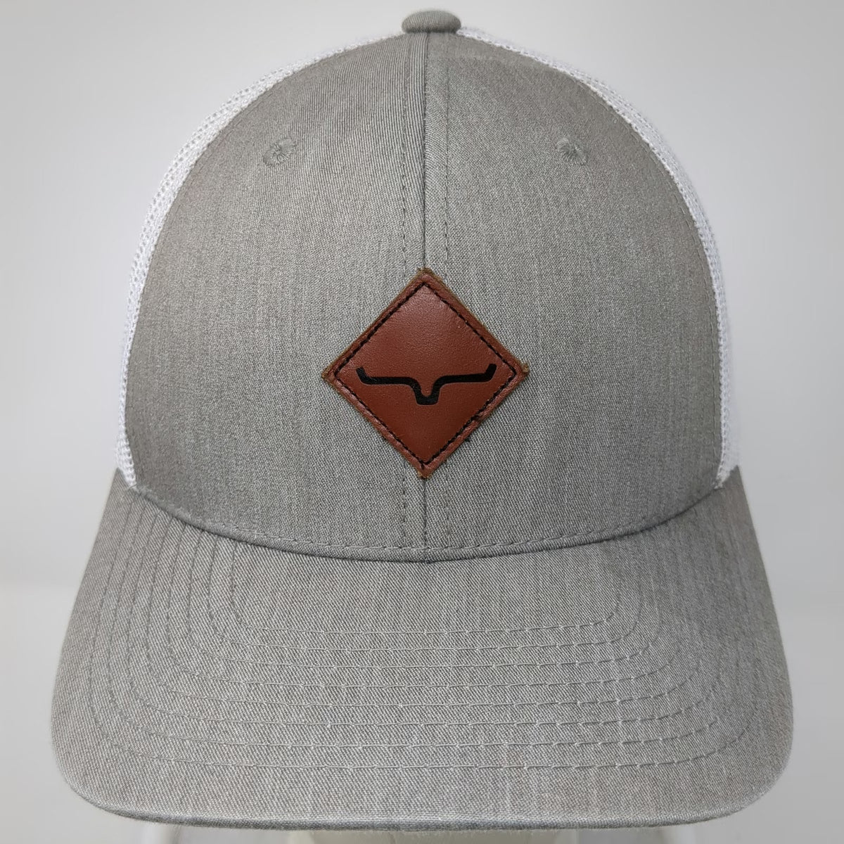 Kimes Ranch Trucker Hat Gray One Size Mesh Back Snapback Leather Patch Logo