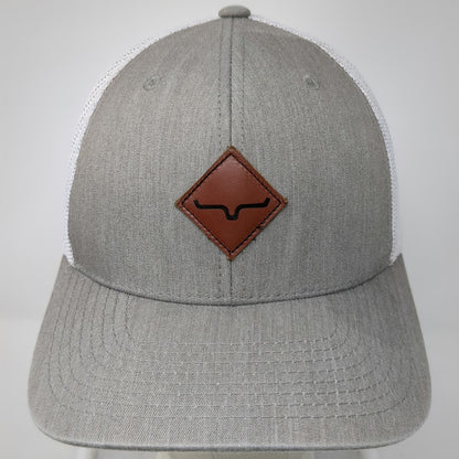 Kimes Ranch Trucker Hat Gray One Size Mesh Back Snapback Leather Patch Logo