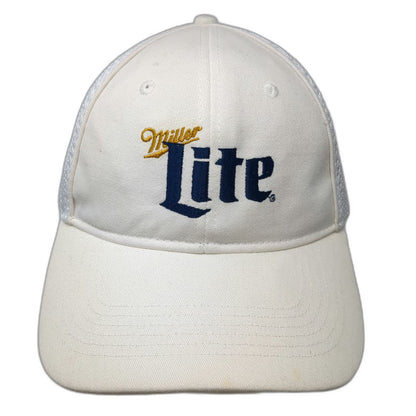 Cap America Baseball Cap White One Size Miller Lite Mesh Slideback Golf Hat