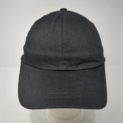 Unbranded Strapback Hat Black OSFA Adjustable Vented Holes 6 Panel Blank
