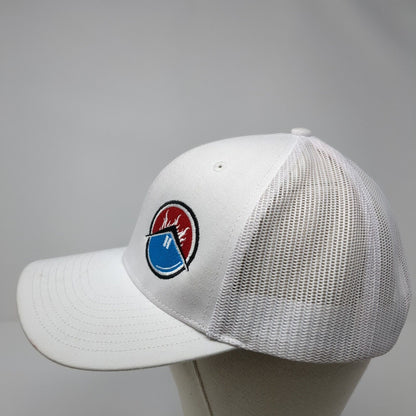 Richardson Snapback Trucker Hat White One Size Embroidered Logo Mesh Back