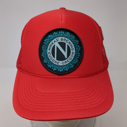 Ninkasi Brewing Oregon Eugene Snapback Trucker Hat Red Mesh Rope Otto Adjustable