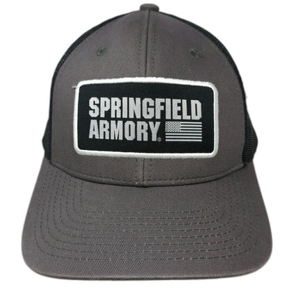 Springfield Armory Trucker Hat Gray One Size Mesh Back Snapback US Flag Patch