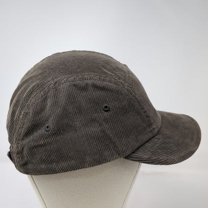 Chocolate Army Cap Gray One Size Corduroy 5 Panel Adjustable Strapback Hat