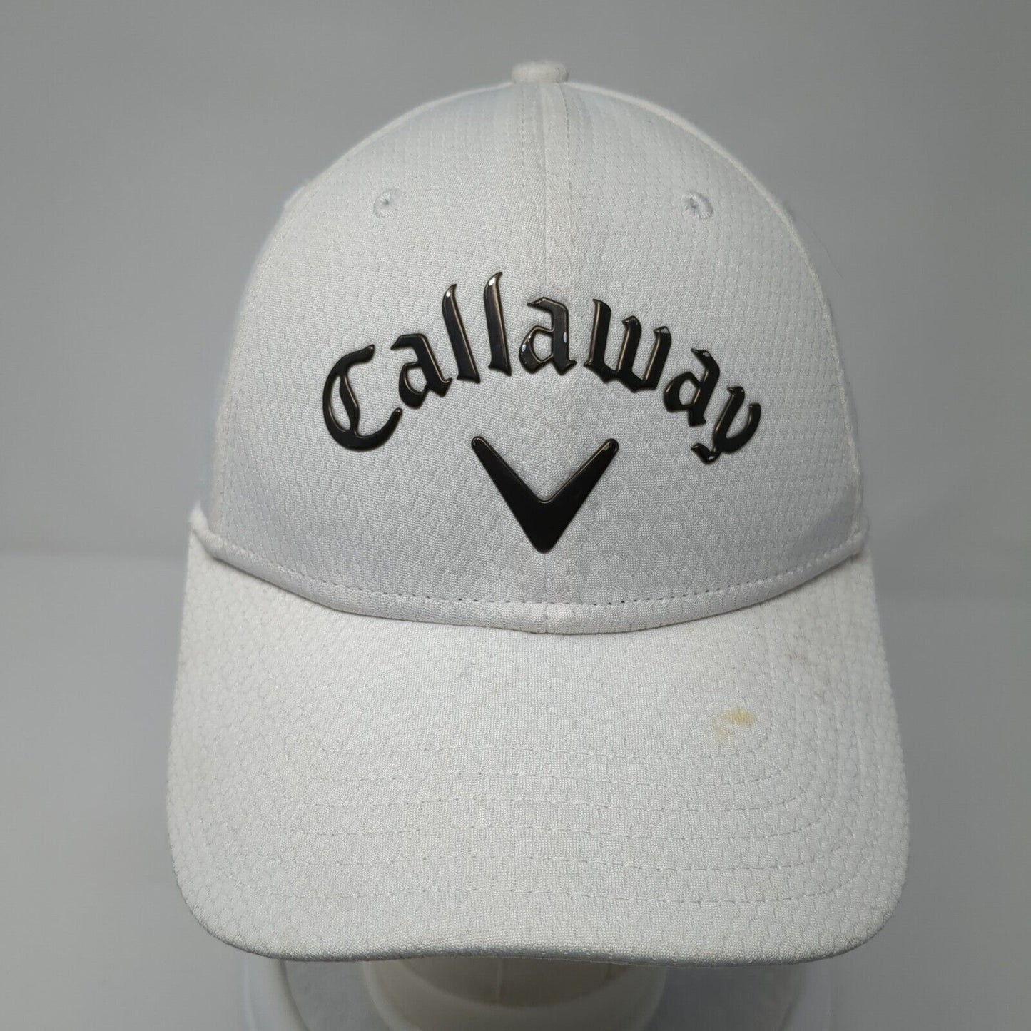 Callaway Strapback Hat White One Size Adjustable Breathable Emblem Polyester
