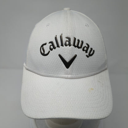 Callaway Strapback Hat White One Size Adjustable Breathable Emblem Polyester