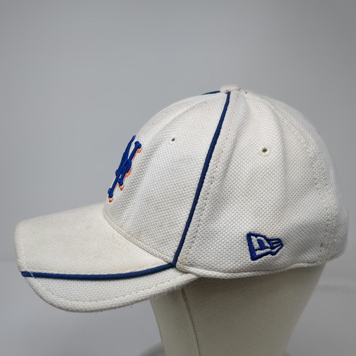 New York Mets MLB New Era Baseball Cap White XL 39THIRTY Blue Orange Logo Hat