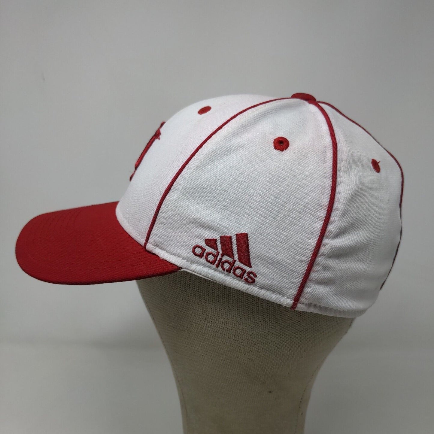 Adidas Boys Fitted Hat Red White OSFM Embroidered IU Hoosiers Logo