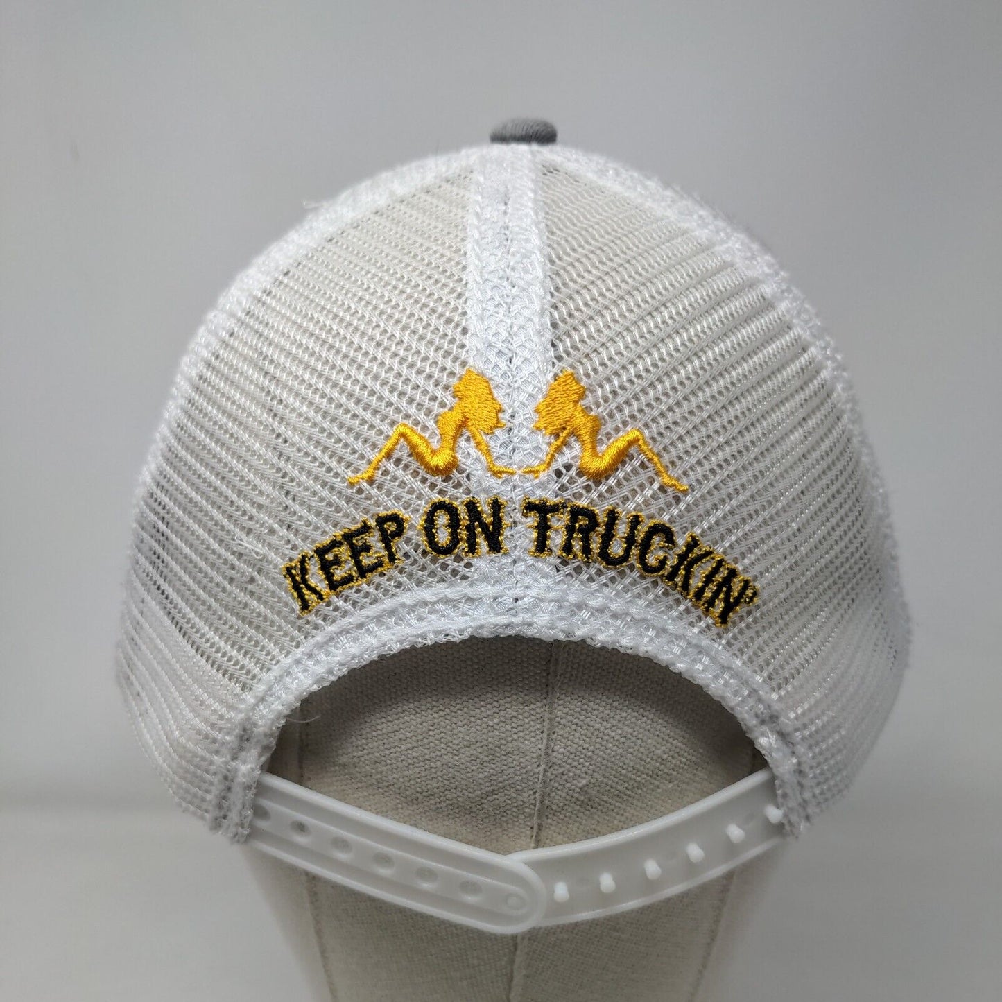 Keep On Truckin Snapback Trucker Hat Gray OSFM Mesh Back Distressed Wild Wear