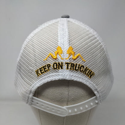 Keep On Truckin Snapback Trucker Hat Gray OSFM Mesh Back Distressed Wild Wear