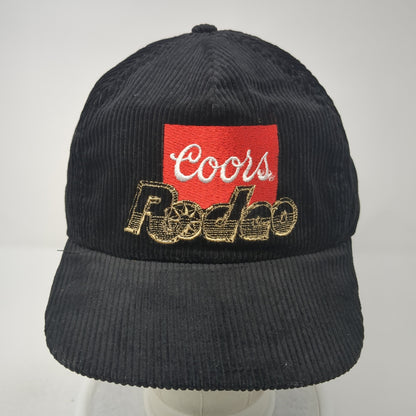 Coors Rodeo Slideback Hat Black One Size Solid Leather Strap Corduroy