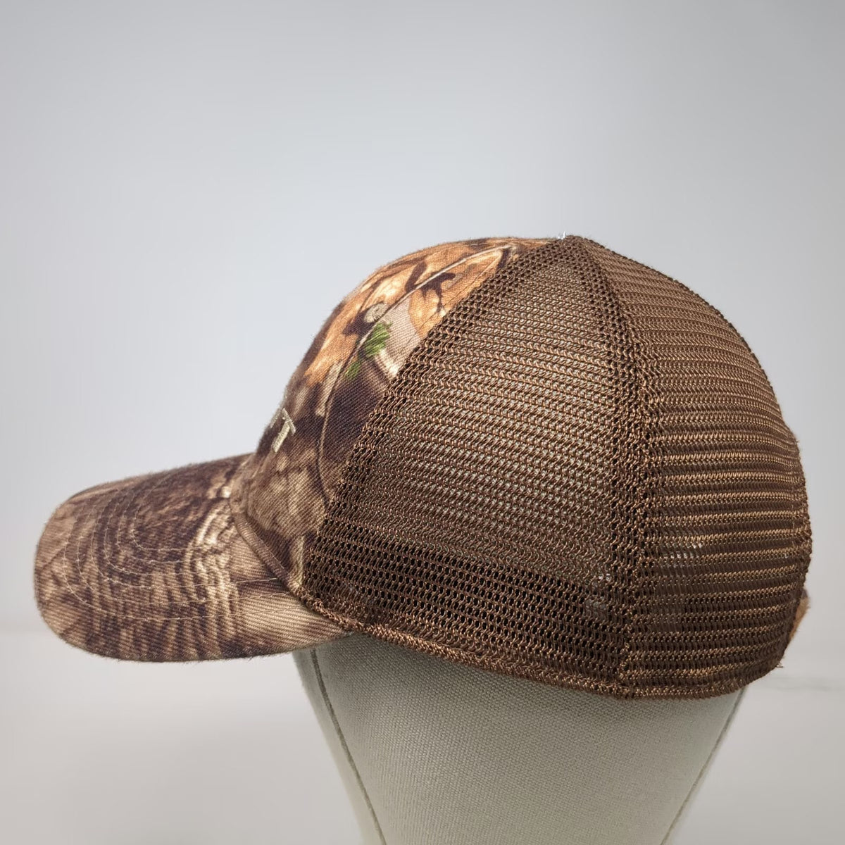 Brown Baseball Cap One Size Camo Platt Embroidered Mesh Strapback Hat Adjustable