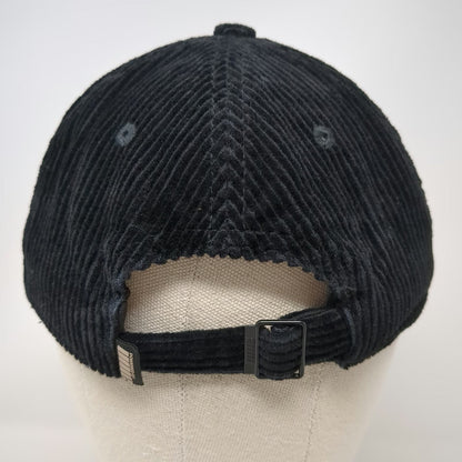 Unie 5 Panel Black Hat One Size Corduroy PestCo Logo Embroidered Slideback