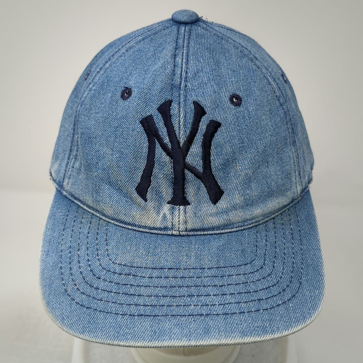 Green Field Baseball Cap Blue One Size Denim NY Logo Slideback Cotton Korea Hat