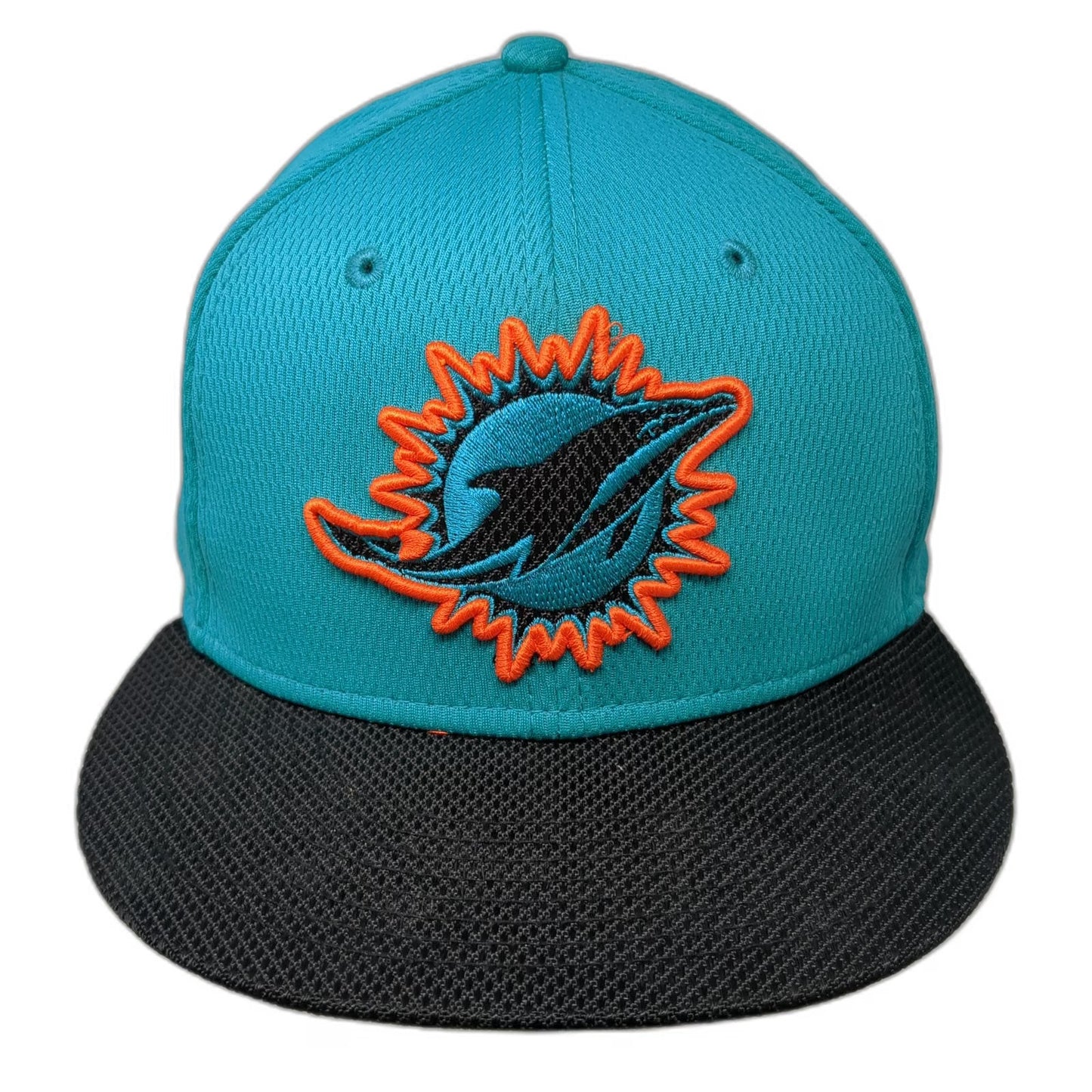 New Era Miami Dolphins NFL Blue Cap 7 3/8 Fitted 59FIFTY Flat Brim Logo Hat