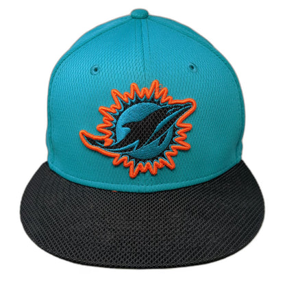 New Era Miami Dolphins NFL Blue Cap 7 3/8 Fitted 59FIFTY Flat Brim Logo Hat