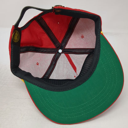 BIS 5 Panel Red Hat Ryder Trucking Medallion Yellow Rope Strapback Vintage