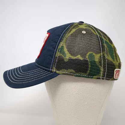 Big Authentic Rough Wear Trucker Hat Blue One Size Buck's Stop N Shop Camo Mesh