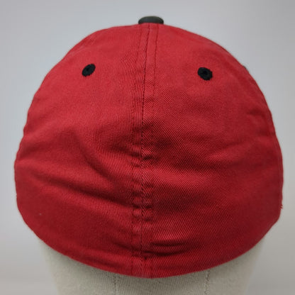 DC Shoes Baseball Cap Red M Flexfit Embroidered Logo Herringbone Brim Skate Hat