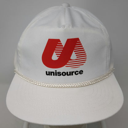 Unisource Logo 5 Panel White Red Black One Size Rope Strapback Hat Poly Cotton