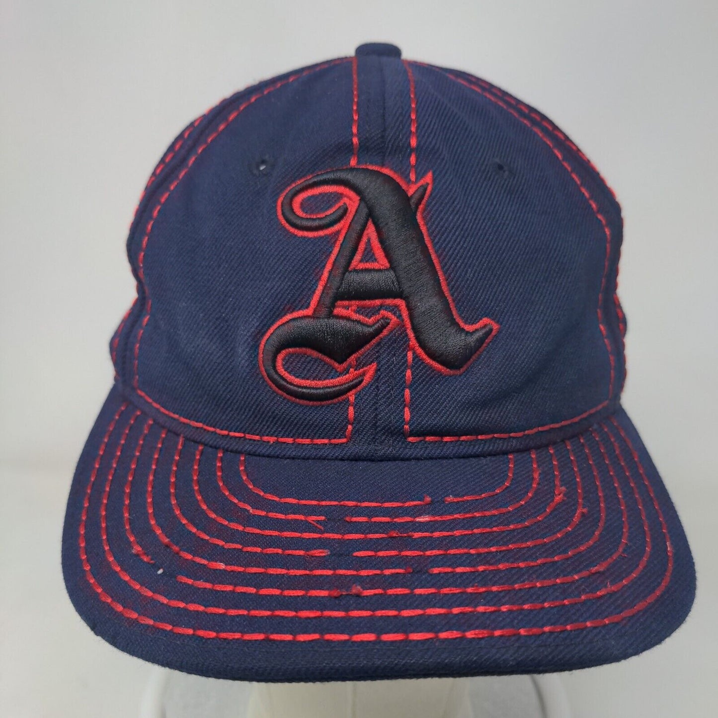 Pit Bull Men's Fitted Hat Blue Red Embroidered A Big Logo 100% Acrylic