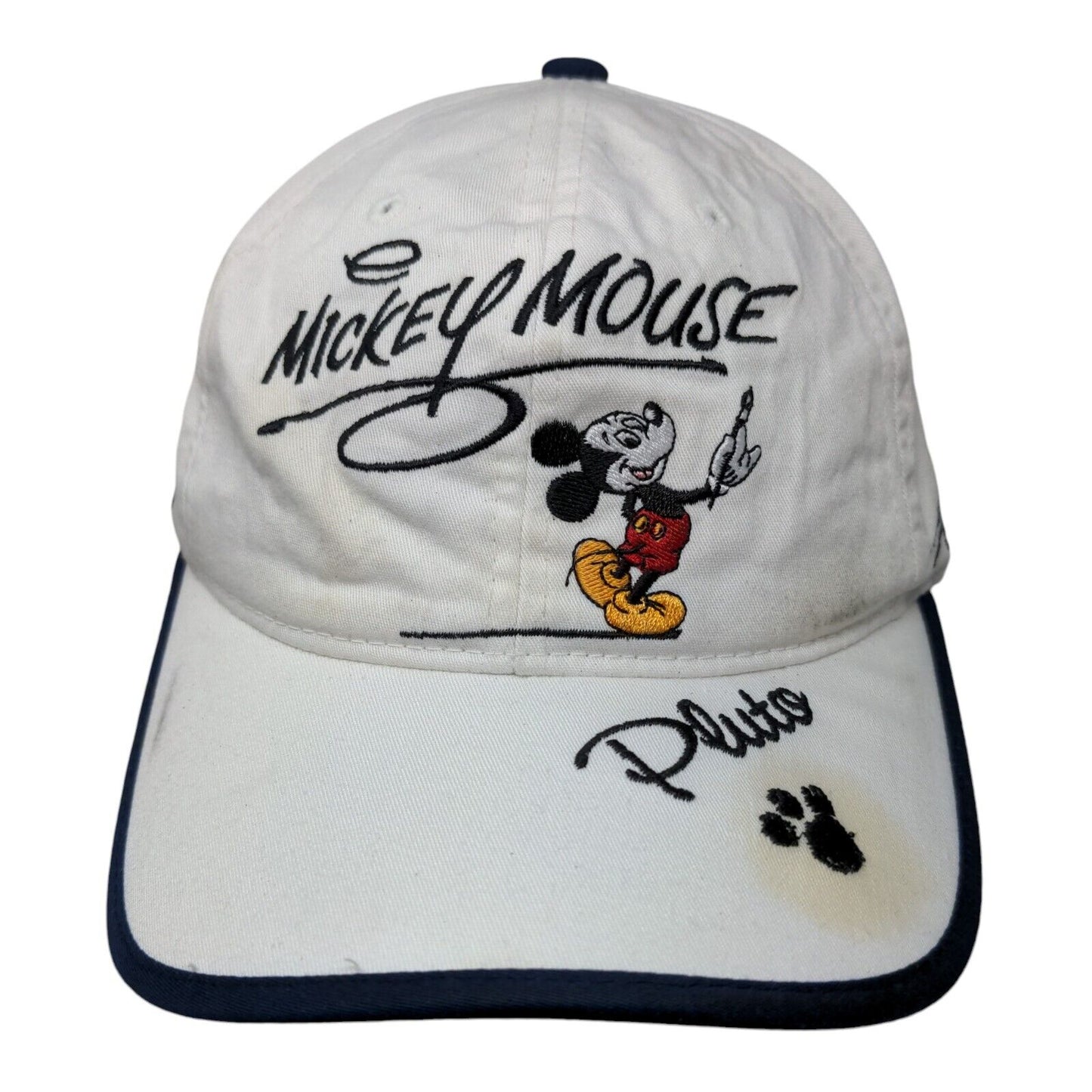 Mickey Mouse Pluto Goofy Minnie Mouse Donald Duck Strapback Hat White OSFA