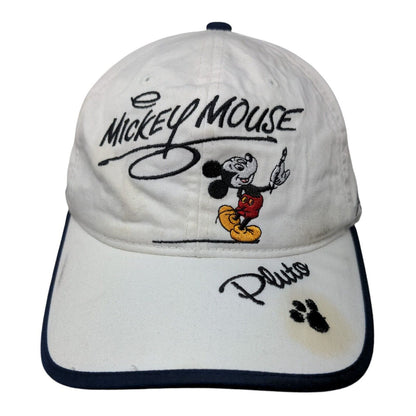 Mickey Mouse Pluto Goofy Minnie Mouse Donald Duck Strapback Hat White OSFA