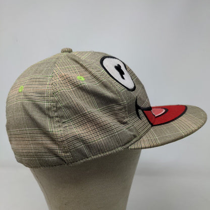 The Muppets Men's Fitted Hat Stretch Kermit the Frog Gray Plaid Poly Blend